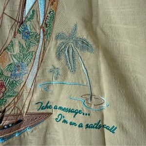 Tommie Bahama Hawaiian Embroidery L Oversized Silk Summer Relax Sailboat